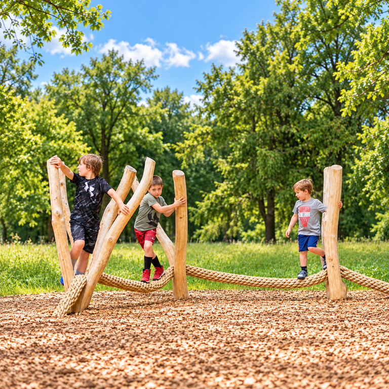 Sunny Rope Bridge Playground Adventure