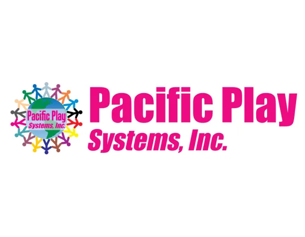 Colorful logo of Pacific Play Systems with stylized human figures in a circle.