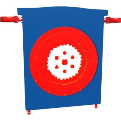 Playcraft Round-5 - Red and blue pinball panel with gear design for playgrounds, ages 6 months to 12 years