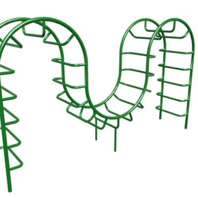 Playcraft Dual Up and Over Climber - green S-shaped freestanding climber for ages 5-12