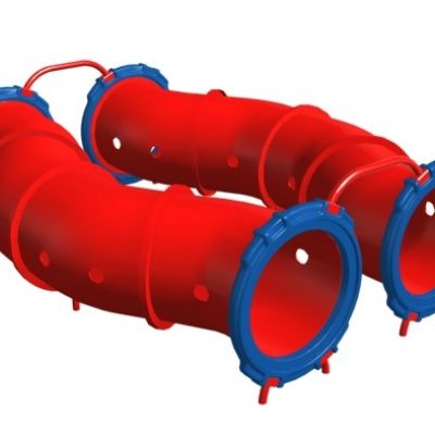 Playcraft Crawl Tube, Double Inch Worm - red twin crawl tubes with blue ring accents suitable for ages 2-12