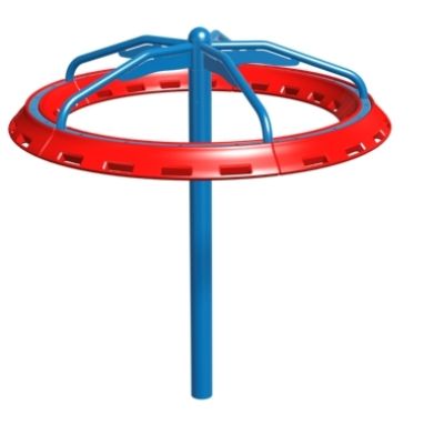 Playcraft Freestanding Motion Events - red circular spinner with blue bars, designed for ages 5-12.