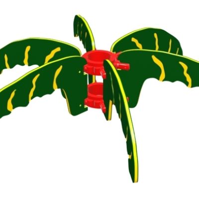 Playcraft Round-5 - Green palm tree topper with yellow accents and red center for beach or nature-themed parks