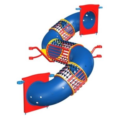 Playcraft Crawl-Netix - S-shaped blue crawl tube with red accents and net sections for enhanced play value