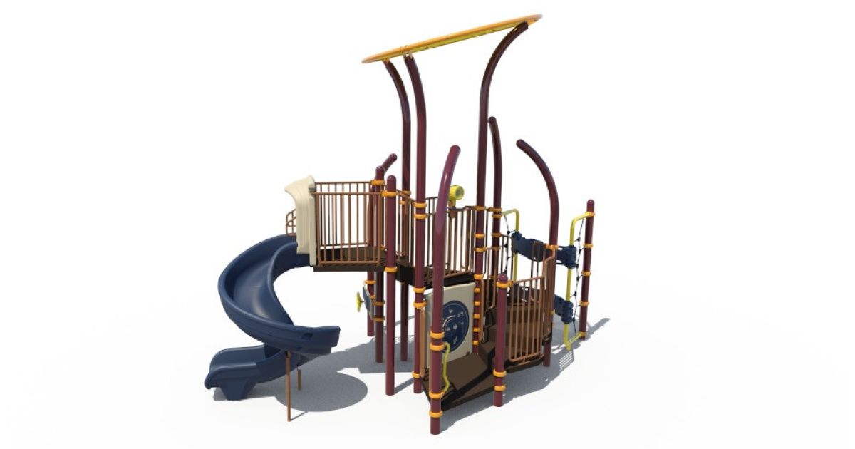 Commercial Post & Deck Playground with Climbing Events, Climbing Ropes ...