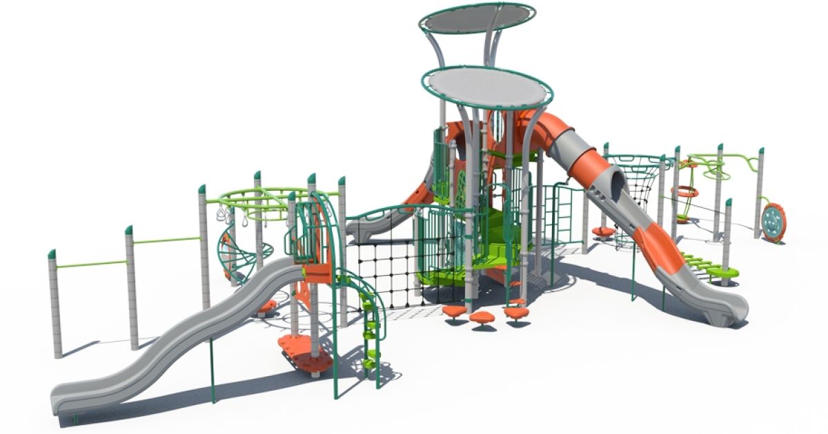 Hybrid Commercial Playground with Balance Events, Climbing Events ...