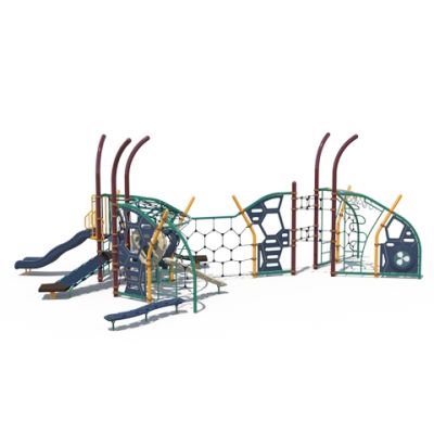 Playcraft Rope & Net Courses Playground - colorful structure with climbing nets, slides, and overhead events for ages 5-12