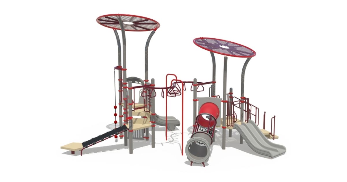 Commercial Post & Deck Playground with Climbing Events, Crawl Tubes ...