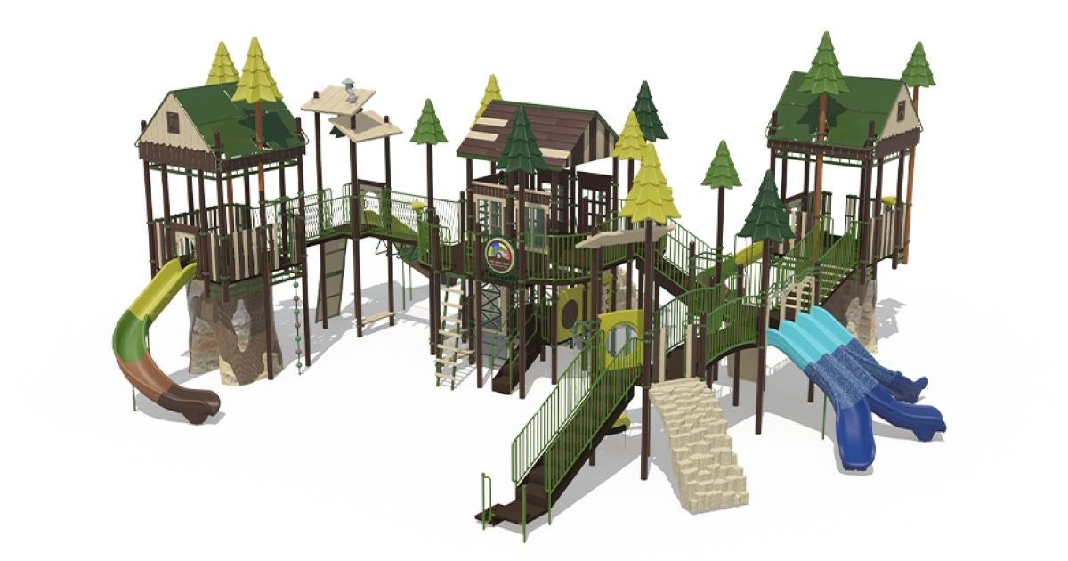 Commercial Post & Deck Playground with Bridges / Linking Events ...