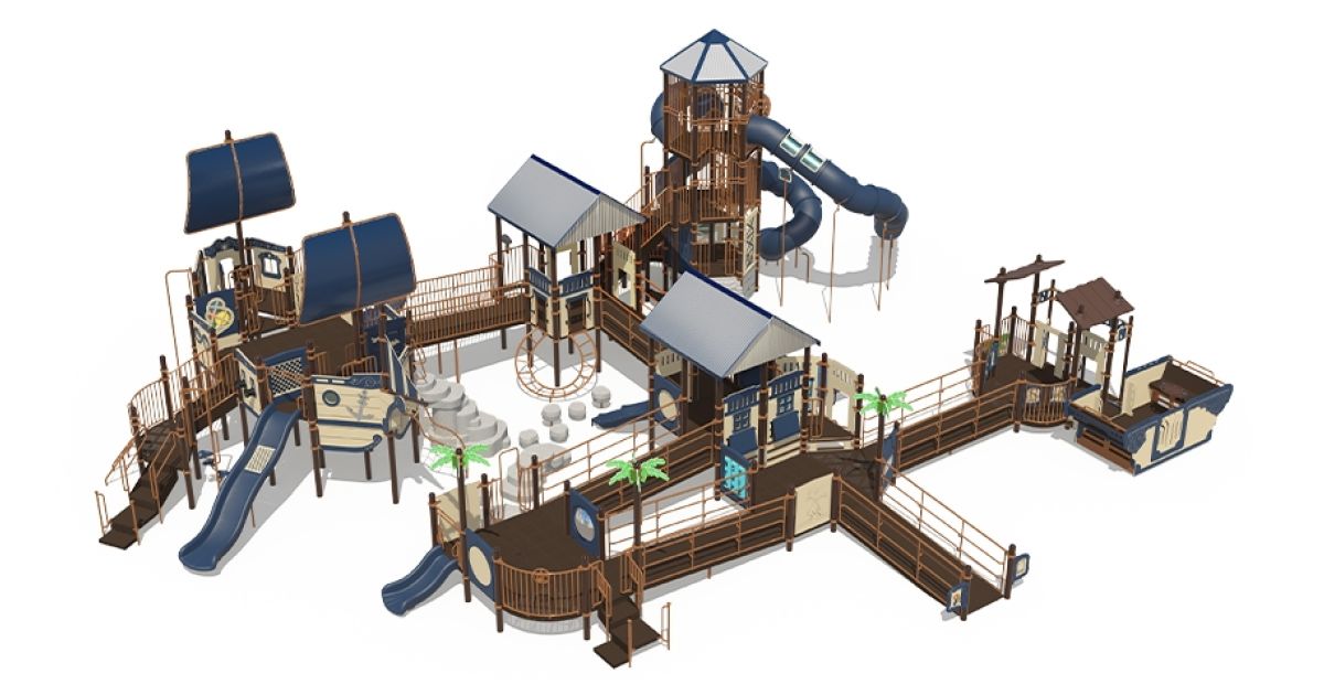 Commercial Post & Deck Playground with Balance Events, Bridges ...