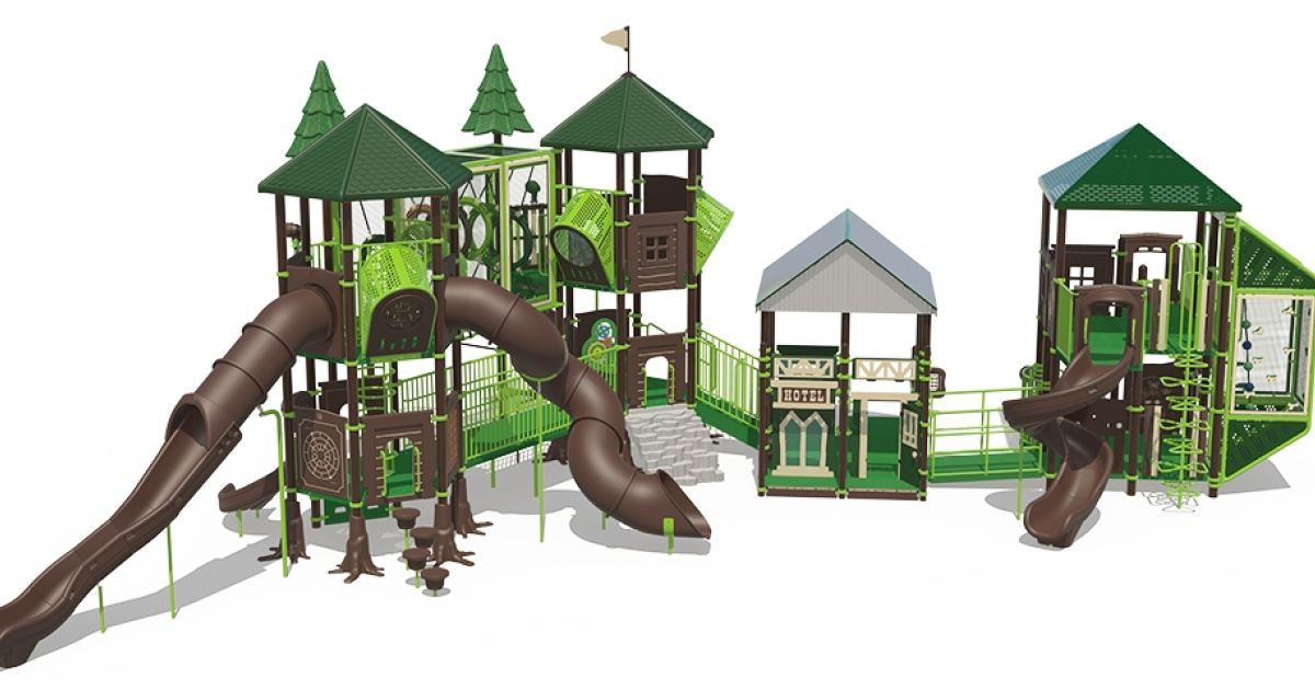 Commercial Post & Deck Playground with Balance Events, Bridges ...