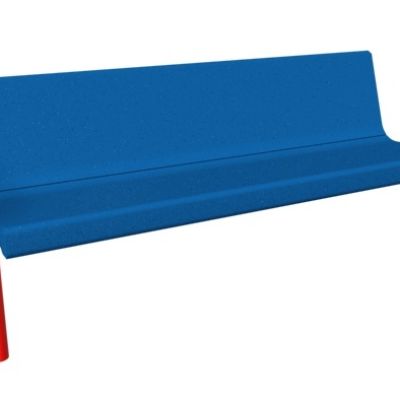 Playcraft 6 ft Urban Elite Bench - blue bench with red curved legs, modern design for outdoor use