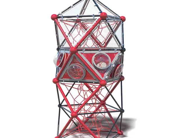 Playcraft Net Effects, Tower - Red and blue multi-level climbing structure with nets and bubble windows