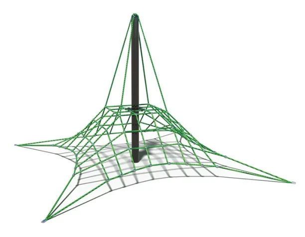 Playcraft Net Effects - Small Play Net with green climbing ropes forming a pyramid shape on a central black pole