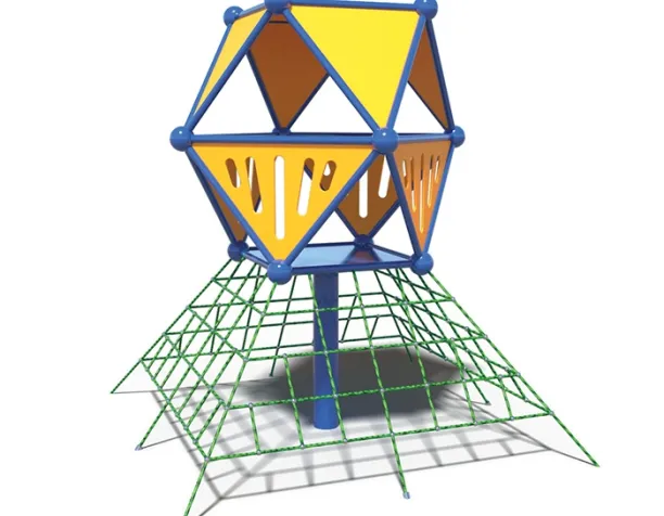 Playcraft Net Effects, Sky - yellow geometric structure with blue frame and green climbing net