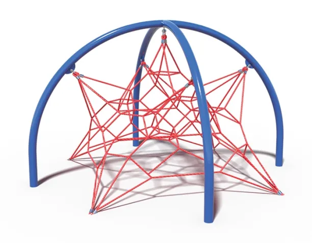 Playcraft Net Effects - Blue arched climbing frame with red rope net, suitable for ages 5-12.