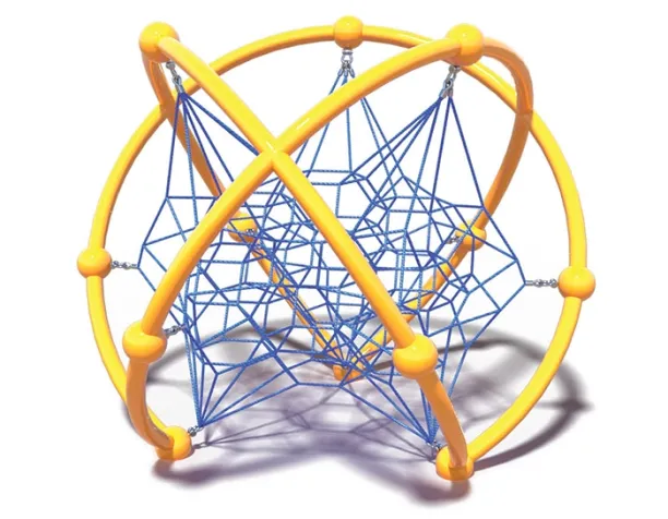 Playcraft Net Effects - Orbit climbing dome with yellow circular frame and blue ropes for ages 5-12