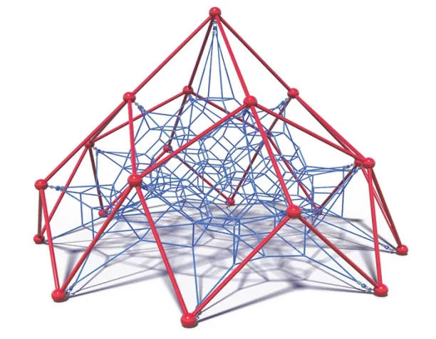 Playcraft Net Effects, Astro - red and blue climbing net with geometric design for ages 5-12