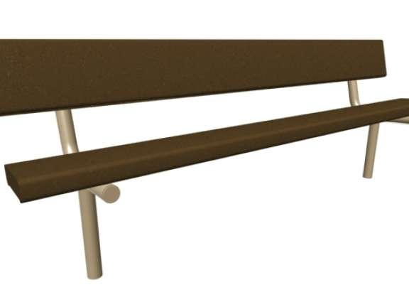 Playcraft 8ft Bench with Back - brown bench with metal legs, ideal for outdoor settings