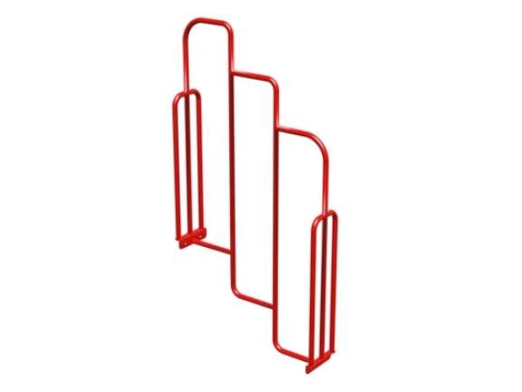 Playcraft Round-3.5 - red metal climber with three vertical bars, suitable for ages 5-12