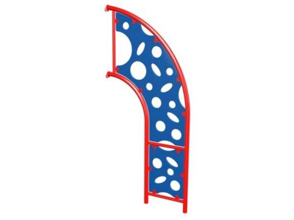 Playcraft Revolution - red and blue arched climber with circular cutouts for ages 5-12