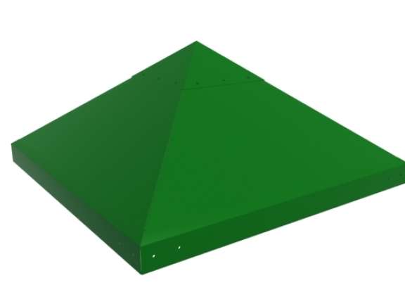 Playcraft Round-5 - Metal pyramid roof in green, part of playground components for ages 2-12