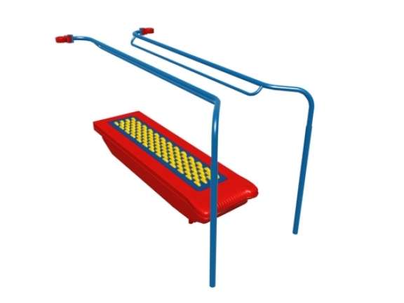 Playcraft Round-3.5 - Red and blue Boogie Board with rails and yellow accents for motion play.