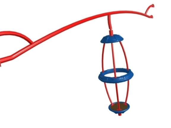Playcraft Revolution - Red and blue Gyro-Pod Spinner with curved bars and circular platforms, ages 5-12